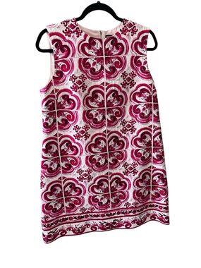 $1895 Dolce & Gabbana Maiolica Printed Mini Dress In Pink size 44